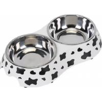 Melamine Cow Pattern Stainless Steel bowl with anti- slip circle on the bottom,Volume:160*2 ml, Size:12*12*4.5 cm