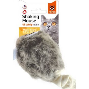  FOFOS Pull String & Sound Chip Grey Shaking Mouse Cat Toys 