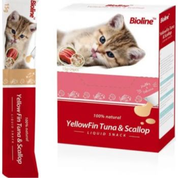  Bioline Cat Treats Yellowfin Tuna & Scallop 15g X 24 