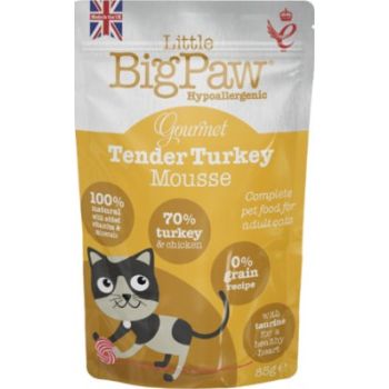  Little BigPaw Gourmet Tender Turkey Mousse Wet Cat Food 85g 