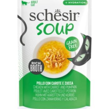  Schesir Soup Cat Wet Food in Soup Pouch-Chicken With pumpkin 40g 