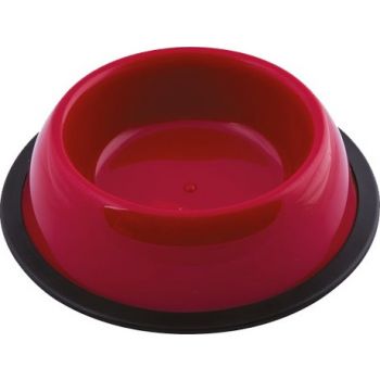  Georplast Silver Antislip Plastic Pet Bowl S Red 16x4cm 