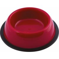 Georplast Silver Antislip Plastic Pet Bowl S Red 16x4cm