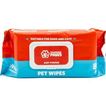  Thunder Paws Baby Powder Sanitary Pet Wipes Suitable for Cats and Dogs (80PCS) 