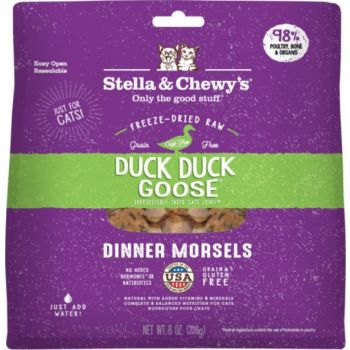  Stella & Chewy’s Freeze-Dried Morsels for Cats – Duck Duck Goose Recipe – 3.5 Ounce Bag 