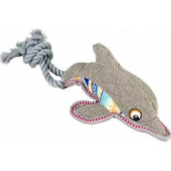  Duvo+ Canvas Dog Toys Dolphin With Rope 46x14x11cm, Grey 