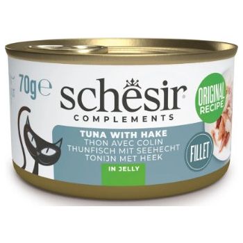Schesir Complements Cat Wet Food in Jelly Can- Tuna With Hake 70g