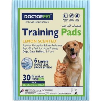  Doctor Pet Lemon Scented Training Pads for Dogs - 30ct - Large - 60 x 60 cm 