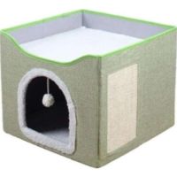 Saas Cat House With Scratcher Green 41x41x45cm
