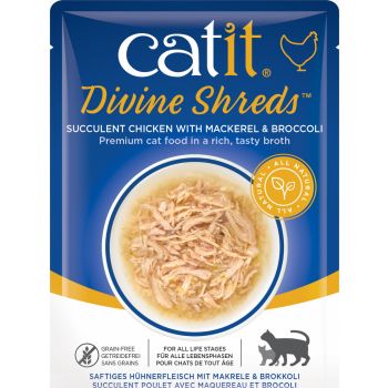  Catit Cat Wet Food Divine  Shreds Chicken With Mackerel & Broccoli 75g 
