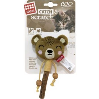  Gigwi Cat Toys Bear Catch & Scratch Eco line with Slivervine Leaves and Stick 