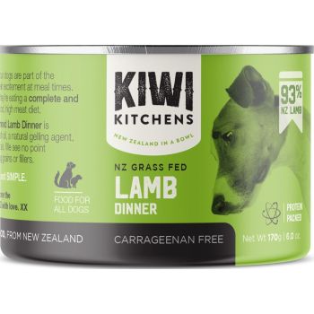  Kiwi Kitchens Grass Fed Lamb Dinner Canned Wet Dog Food 170g 