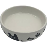 Saas Pet Assorted Ceramic Bowl 14*3.5 ( BLACK FISH BONE)