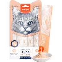 Wanpy Creamy Lickable Cat Treats – Tuna & Salmon (14gx5)