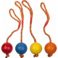 Duvo Rubber Ball Dog Toys  With Rope Mix Mixed Colors 30cm - Ø6cm  (EACH)