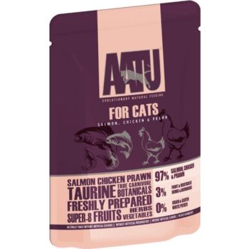  AATU Salmon Chicken & Prawn Wet Cat Food 85g 