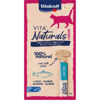  Vitakraft Vita Naturals Liquid Salmon Cat Treats - 5 x 15 g 