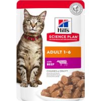 Hills Science Plan Adult Wet Cat Food Beef Pouches 85g