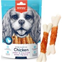 Wanpy Dog Treats Chicken Jerky and Calcium Bone Twists 100g