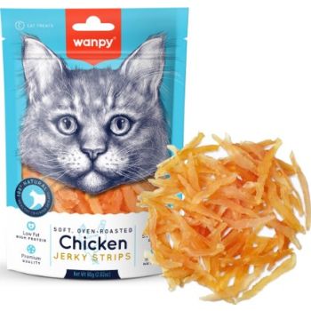  Wanpy Cat Treats  Chicken Jerky Strips for Cats 80g 