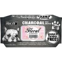 Absolute Pet Absorb Plus Charcoal Pet Wipes Floral 80 Sheets 15cmx20cm