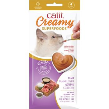  Catit Creamy Superfood Treats, Lamb Recipe with Quinoa & Chia 4 tubes x 10g 