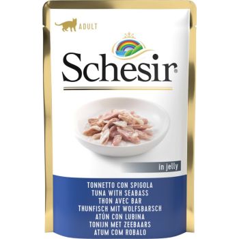  SCHESIR CAT POUCH JELLY TUNA WITH SEABASS 85G 