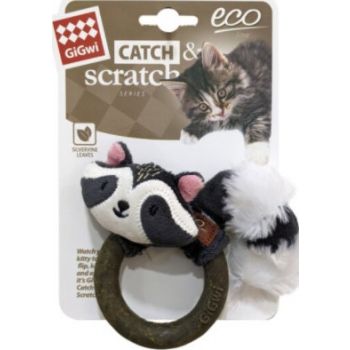  Gigwi Raccoon Cat Toys Catch & Scratch Cat Toys Eco line with Slivervine Ring 