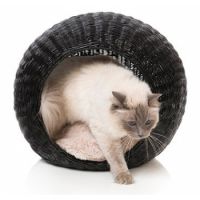 FuzzYard Java Cat Pod Black Ratten with Cream Cushion