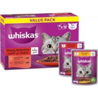 Whiskas Meaty Selection in Gravy Wet Cat Food 10+2 Multipack - 12X80G  SKU SKU:110870-1