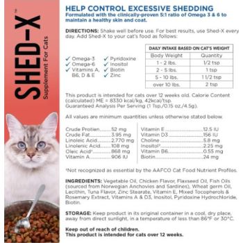  Synergy Labs Shed-X Supplement for Cats 8 oz - 237 ml 