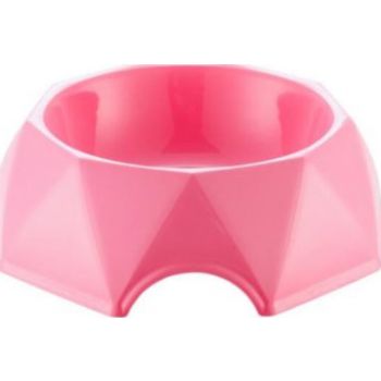  PETS CLUB Diamond Shape Pet Bowl-Pink- Size(CM):23.5*23.5*7.2cm 