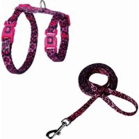 DOCO® LOCO Cat Harness + Leash 6ft Pink With Black Doted
