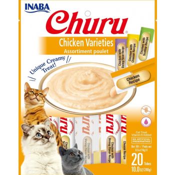  Inaba Churu Chicken Varieties Cat Treats  Bag 20 Tubes 