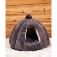 PETS CLUB HOODED PET HOUSE ROUND WITH SOFT COTTON BED ,48*40CM MEDIUM – GREY