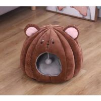 Petbroo Cat Round Pumpkin Bed Small Brown