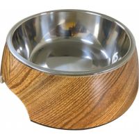 Nutrapet Applique Melamine Round Bowl Dk WoodenS: 14*4.5 Cms 160/5.4 Ml/Oz