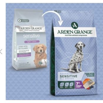  Arden Grange Advanced Sensitive All Breeds Senior Light Fresh Ocean White Fish & Potato Dry Dog Food 2kg 