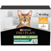 PRO PLAN STERILISED ADULT WET CAT FOOD CHICKEN IN GRAVY MULTIPACK 10 X 85G