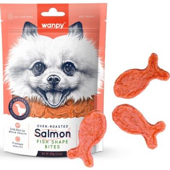  Wanpy Dog Treats Salmon Fish Shape Bites 100g 