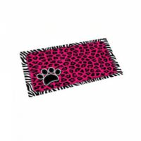 DryMate Pink Leopard/ Zebra Border Pet Bowl Place Mat 12x 20 in