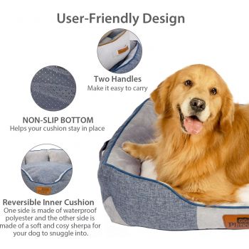  GiGwi Place Removable Cushion Luxury Dog Bed Square Blue Medium 