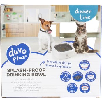  Duvo+ Splash-proof Drinking Bowl Square 1500ml - 21x20x8,5cm White/Grey 