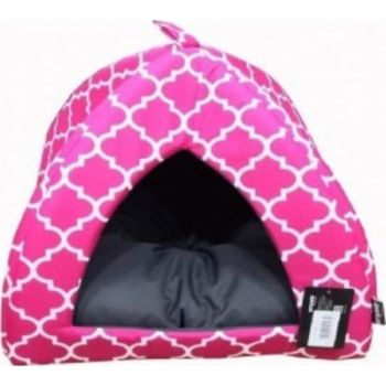  Empets Igloo House With Cushion Modern[Dimension - 43X43X35cm, Texture - Printed Pink] 