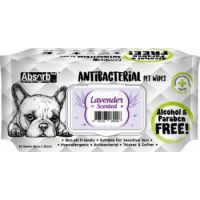 Absolute Pet Absorb Plus Antibacterial Pet Wipes Lavender 80 Sheets 15cmx20cm