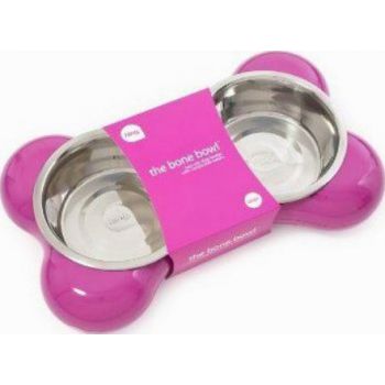  Hing The Bone Design Feeding Bowl for Dog, Small - Pink 