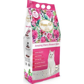  Happy Cat Bentonite Dust Free Clumping Cat Litter – Amazing Cherry Blossom Scent – 10L 