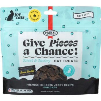  Primal Give Pieces A Chance – Chicken with Broth – for cats! Jerky Treat 4oz 