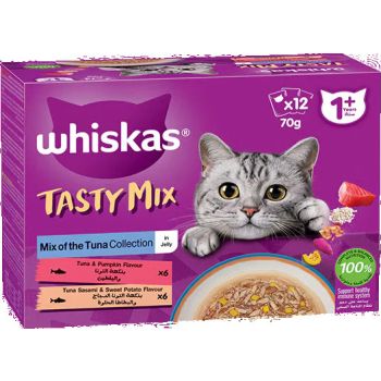  Whiskas Tasty Mix Tuna in Jelly Collection Wet Cat Food - 12X70G 