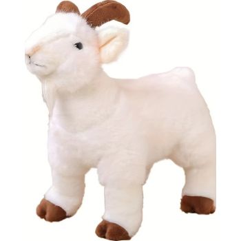  Furpaws Plush Goat Figurine-Dog Toy (White) 15cm 